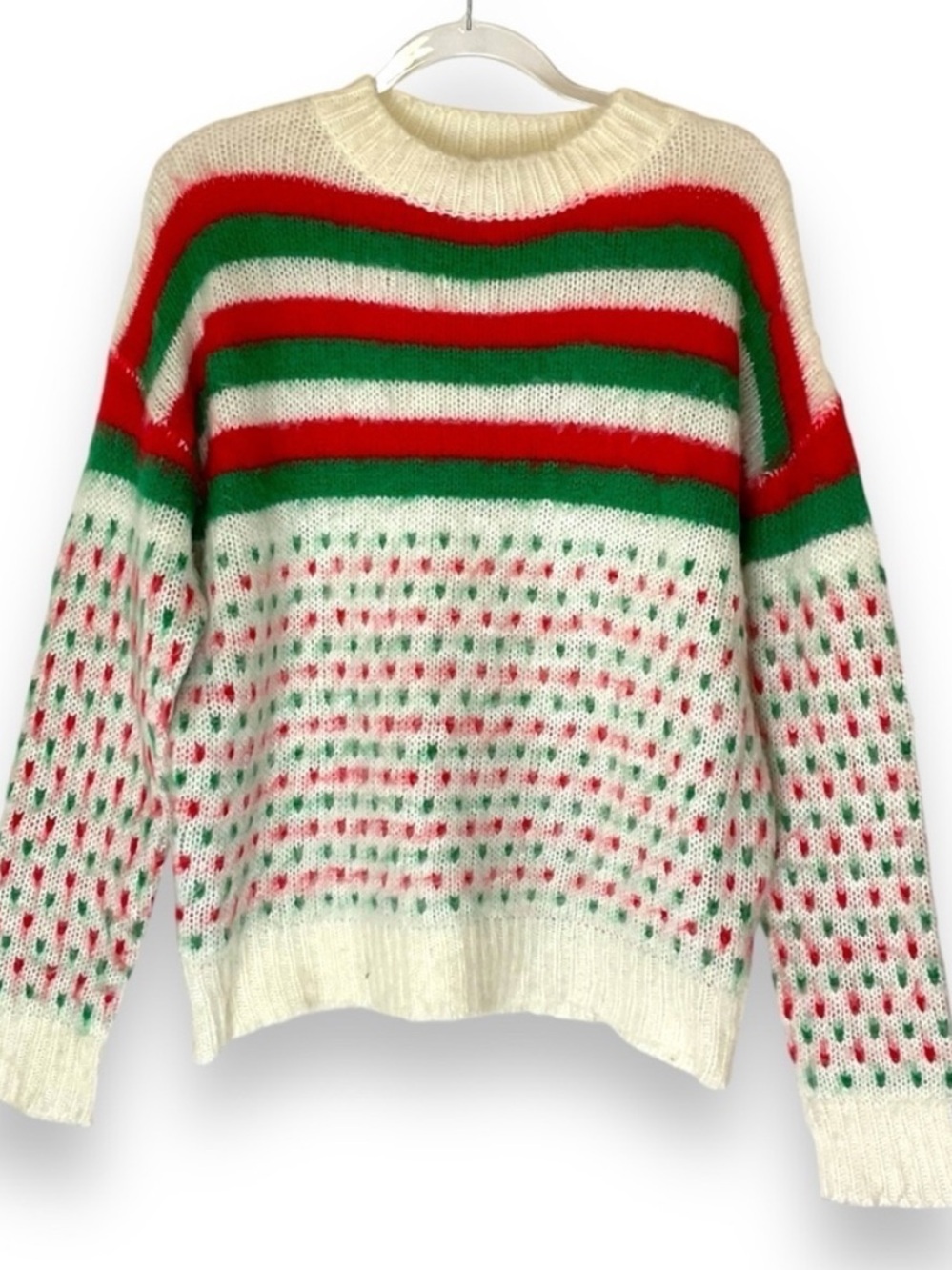 Emery Rose‎ Sweater Womens Holiday Ugly Christmas Red Green Fuzzy Size Small